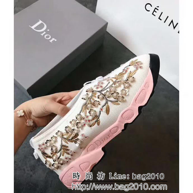 DIOR迪奧 2017秋季 專櫃同步同款 珍珠配水鑽跑鞋 QZS1387